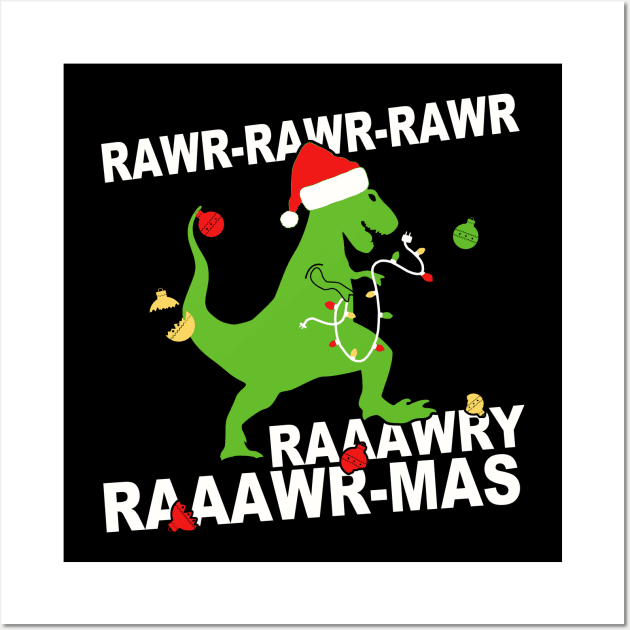 Rex Christmas Funny dinosaur xmas Gift Wall Art by dennex85